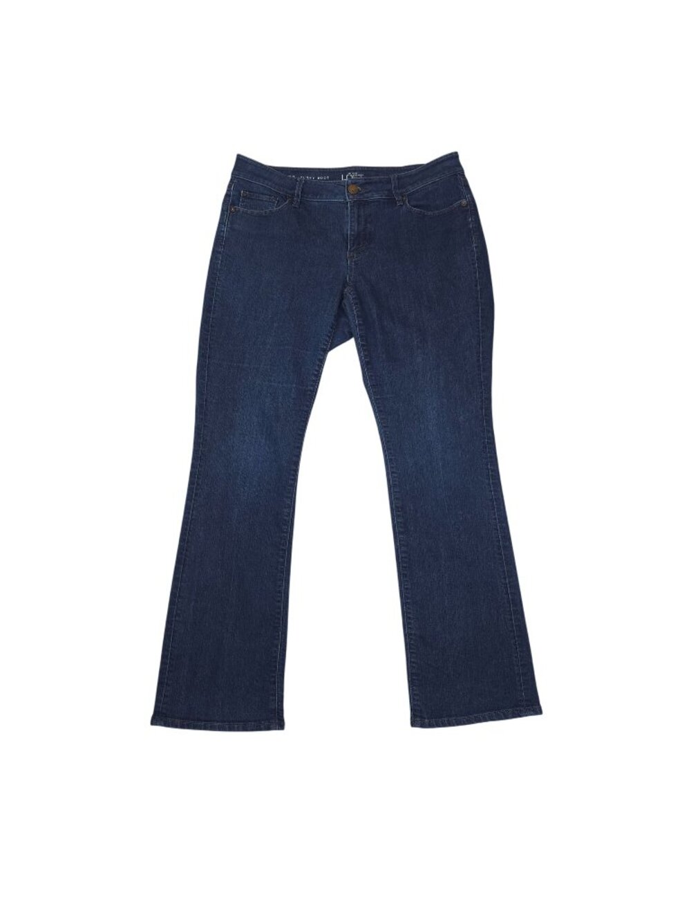 Ann Taylor Loft Womens Curvy Bootcut Jeans Dark Wash Size 10P Cotton Blend